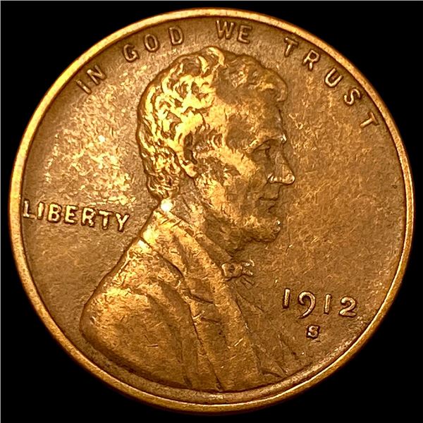 1912-S Bronze Lincoln Wheat Cent NEARLY UNCIRCULATED