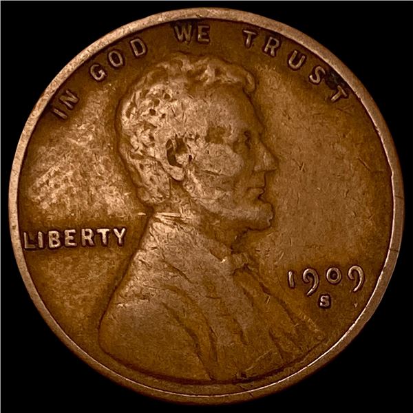 1909-S Lincoln Wheat Cent V.D.B. Copper LIGHTLY CIRCULATED