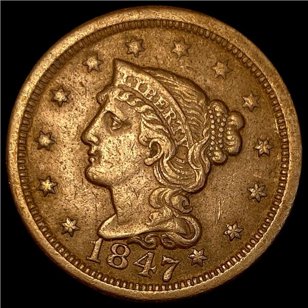 1847 Braided Hair Large Cent CLOSELY UNCIRCULATED