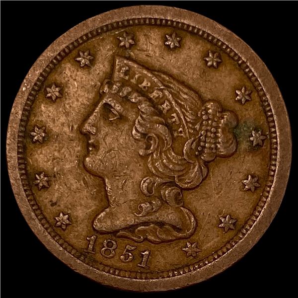 1851 Braided Hair Half Cent NEARLY UNCIRCULATED