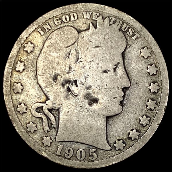 1905-S Silver Barber Quarter NICELY CIRCULATED
