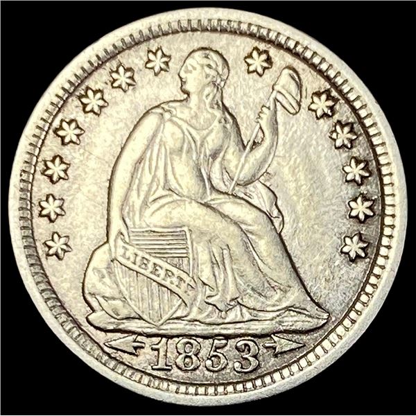 1853 Arrows Seated Liberty Half Dime CLOSELY UNCIRCULATED