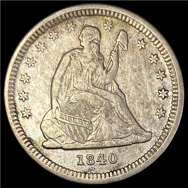 1840-O Silver Seated Liberty Quarter NEARLY UNCIRCULATED