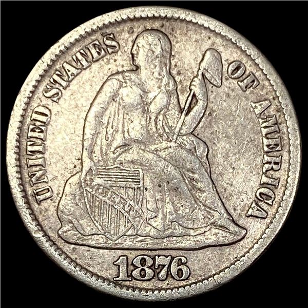 1876-CC Silver Seated Liberty Dime NEARLY UNCIRCULATED