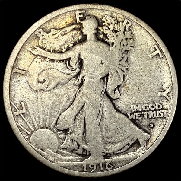 1916-S Silver Half Dollar NICELY CIRCULATED