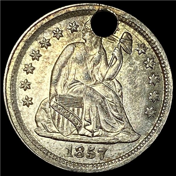 1857 Seated Liberty Dime (holed) HIGH GRADE