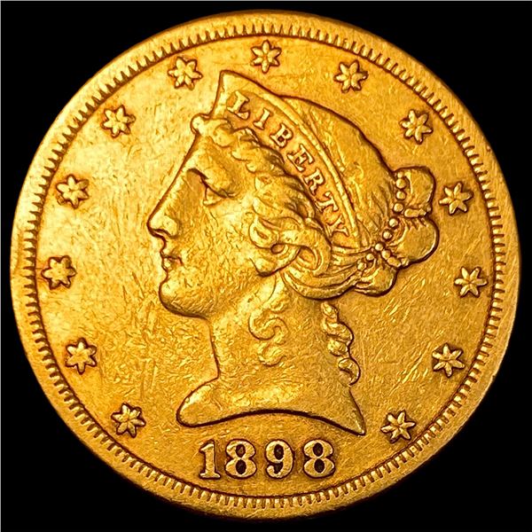1898-S Liberty Head Half Eagle $5 Gold NEARLY UNCIRCULATED