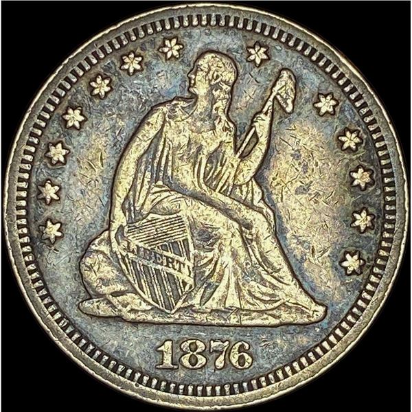 1876-CC Silver Seated Liberty Quarter NEARLY UNCIRCULATED