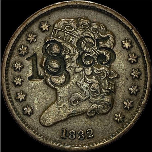 Altered 1832 Classic Head Half Cent with 1865 date. HIGH GRADE