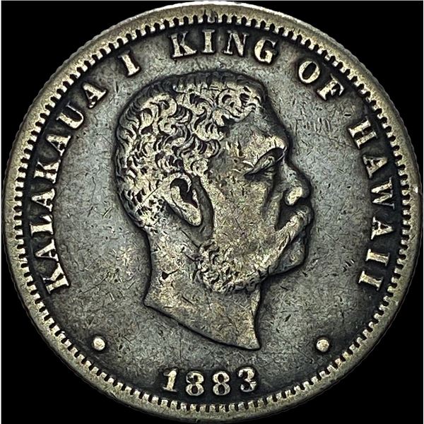 1883 Hawaii Silver 1/4 Dollar LIGHTLY CIRCULATED