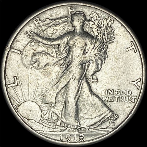 1918-S Silver Walking Liberty Half Dollar CLOSELY UNCIRCULATED