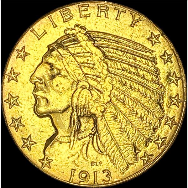 1913-D Indian Head Half Eagle $5 Gold HIGH GRADE