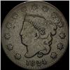 Image 1 : 1824 Large Cent Coronet Head Counterstamped. HIGH GRADE