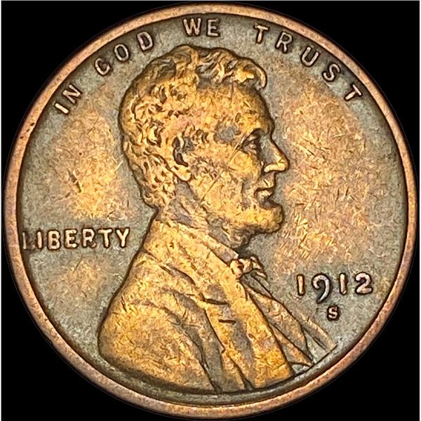 1912-S Bronze Lincoln Wheat Cent LIGHTLY CIRCULATED