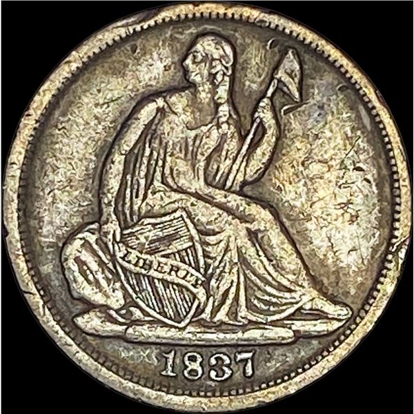 1837 Silver Half Dime No Stars   NEARLY  UNCIRCULATED
