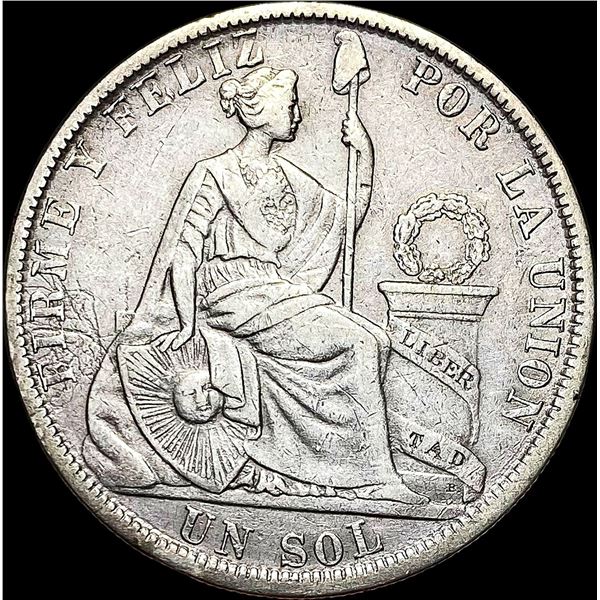 1880 Silver Un Sol Peru NEARLY UNCIRCULATED