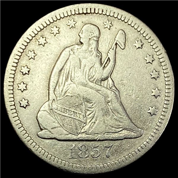 1857-O Silver Seated Liberty Quarter    LIGHTLY CIRCULATED