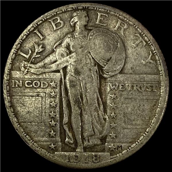 1918 Silver Standing Liberty Quarter LIGHT  CIRC