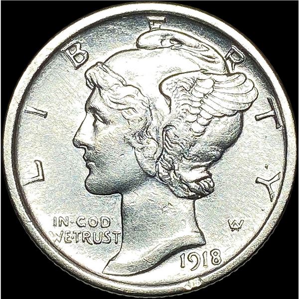 1918-D Silver Mercury Dime CLOSELY  UNCIRCULATED