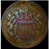 Image 1 : 1864 Bronze Two-Cent Piece NEARLY  UNCIRCULATED