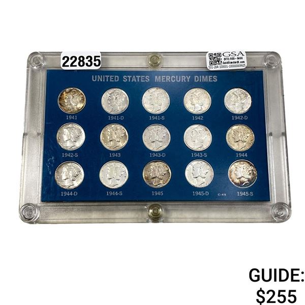 [15 Coins] 1941-1945 Mercury Silver Dime
