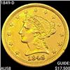 Image 1 : 1849-D $2.50 Gold Quarter Eagle CHOICE AU