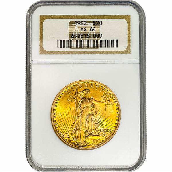 1922 $20 Gold Double Eagle NGC MS64