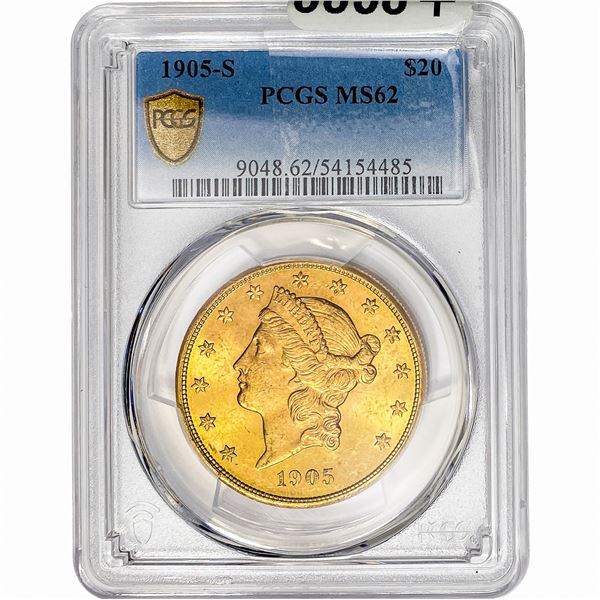 1905-S $20 Gold Double Eagle PCGS MS62