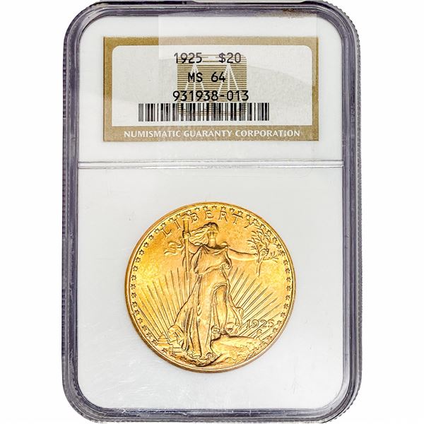 1925 $20 Gold Double Eagle NGC MS64