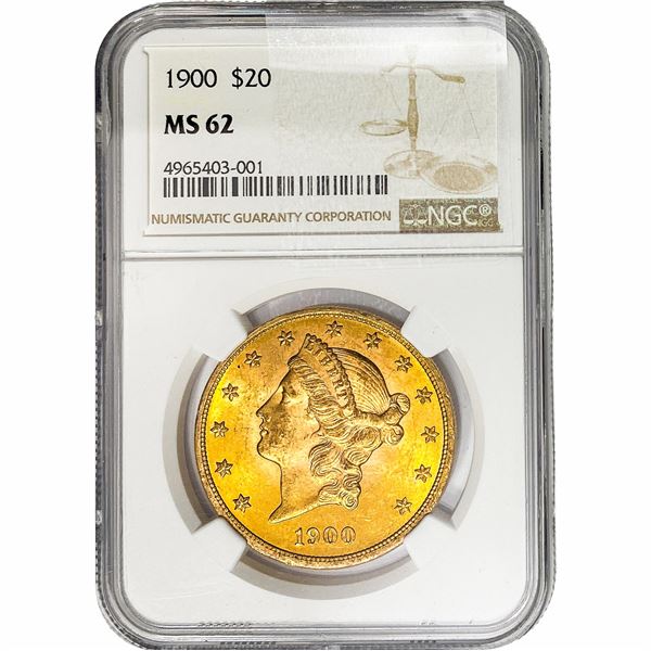 1900 $20 Gold Double Eagle NGC MS62