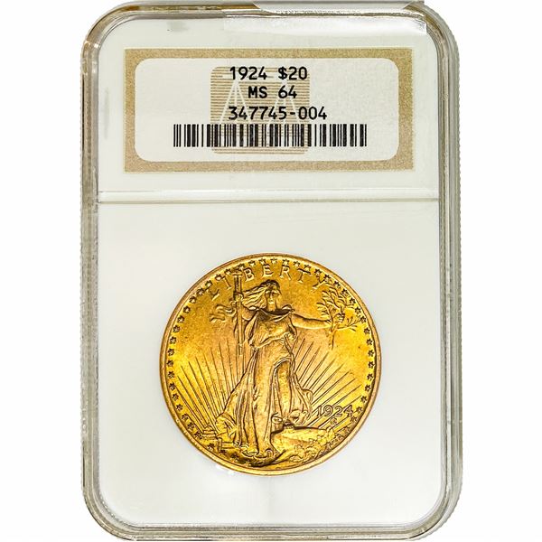 1924 $20 Gold Double Eagle NGC MS64