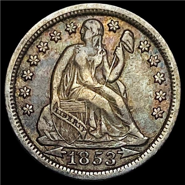 1853 Arrows Seated Liberty Dime NEARLY UNCIRCULATED