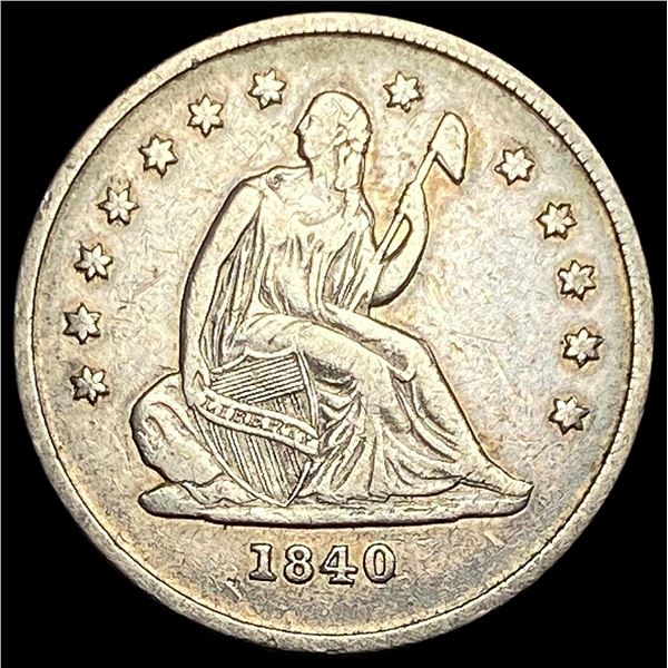 1840-O Silver Seated Liberty Quarter ABOUT UNCIRCULATED
