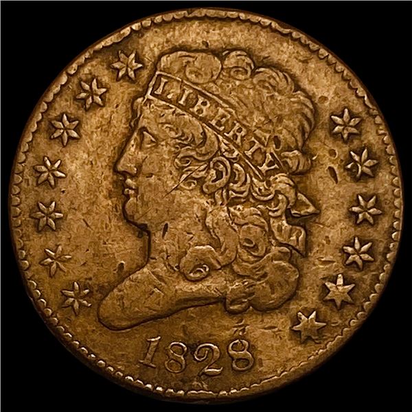 1828 Copper Half Cent NEARLY UNCIRCULATED