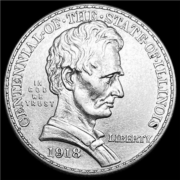 1918 Silver Illinois Centennial Half Dollar CLOSELY UNCIRCULATED