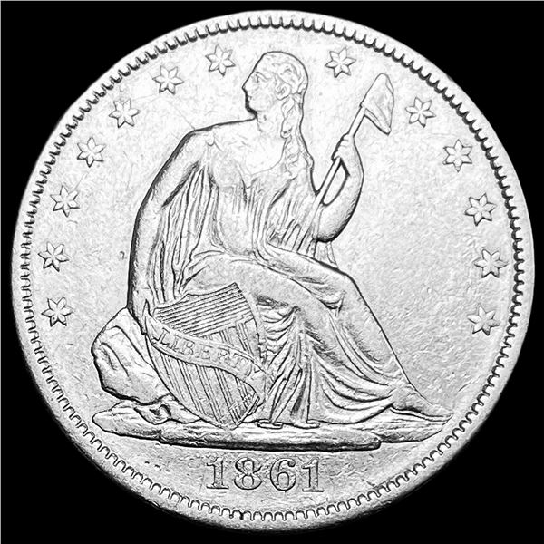 1861 Silver Half Dollar (Seated Liberty) NEARLY UNCIRCULATED