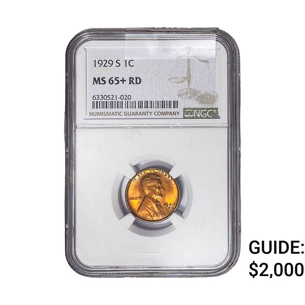 1929 Wheat Cent NGC MS65+ RD
