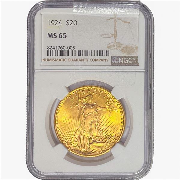 1924 $20 Gold Double Eagle NGC MS65