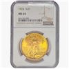 Image 1 : 1924 $20 Gold Double Eagle NGC MS65