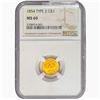 Image 1 : 1854 Rare Gold Dollar NGC MS60