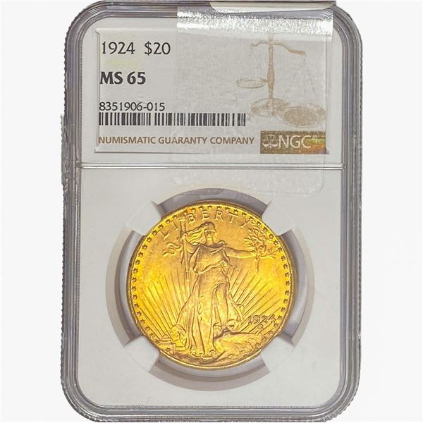 1924 $20 Gold Double Eagle NGC MS65