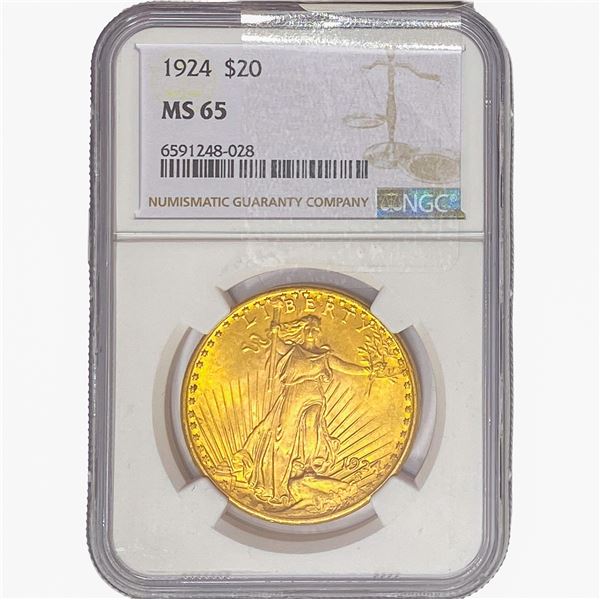1924 $20 Gold Double Eagle NGC MS65