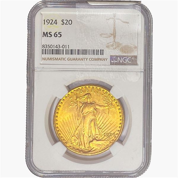 1924 $20 Gold Double Eagle NGC MS65