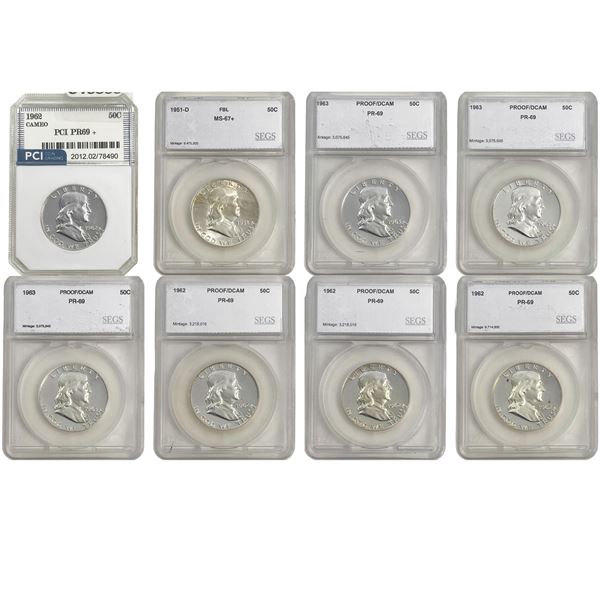 1951-1963 [8] Franklin Half Dollar SEGS MS/PR67-69