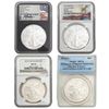 Image 1 : 2010-2025 [4] American Silver Eagles / Commemorative Dollars NGC/ANACS MS70