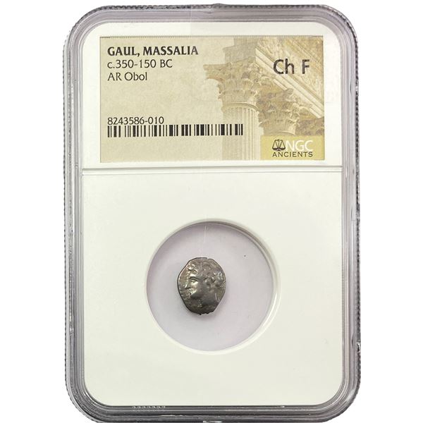 350-150 BC Gaul, Massalia AR Obol NGC CH F