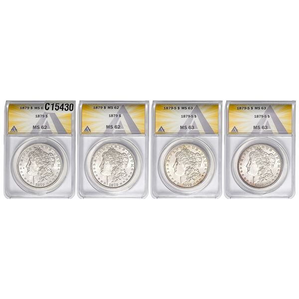 1879 [4] Morgan Silver Dollar ANACS MS62-63
