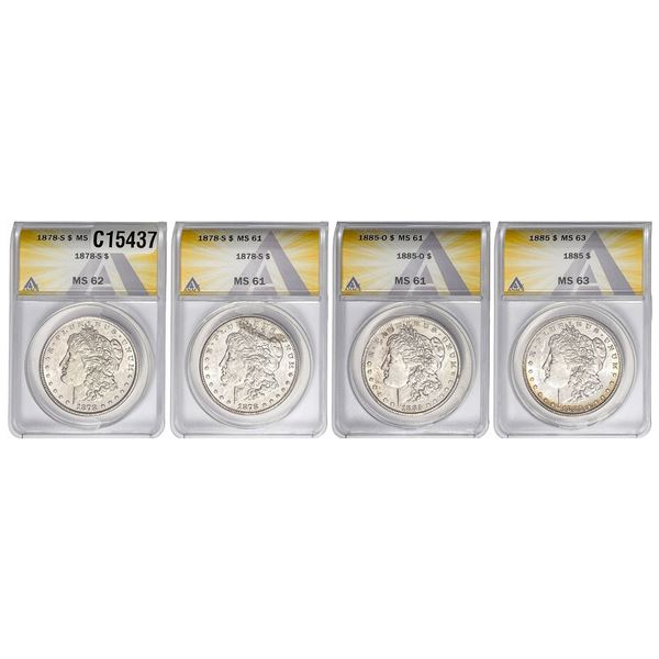 1878-1885 [4] Morgan Silver Dollar ANACS MS61-63