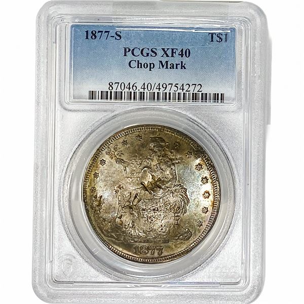 1877-S Silver Trade Dollar PCGS XF40 Chopmark