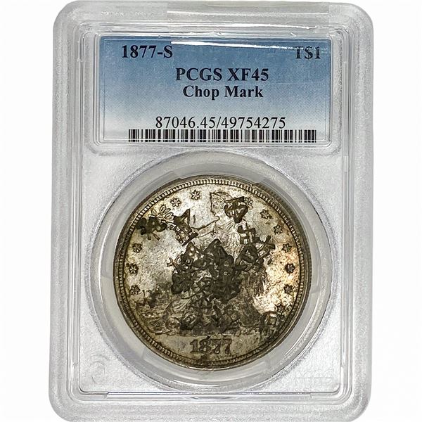 1877-S Silver Trade Dollar PCGS XF45 Chopmark